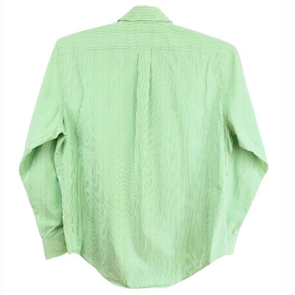 Lauren Ralph Lauren Non Iron Button Down Striped Shirt Men 16 34/35 Green White - Picture 3 of 8